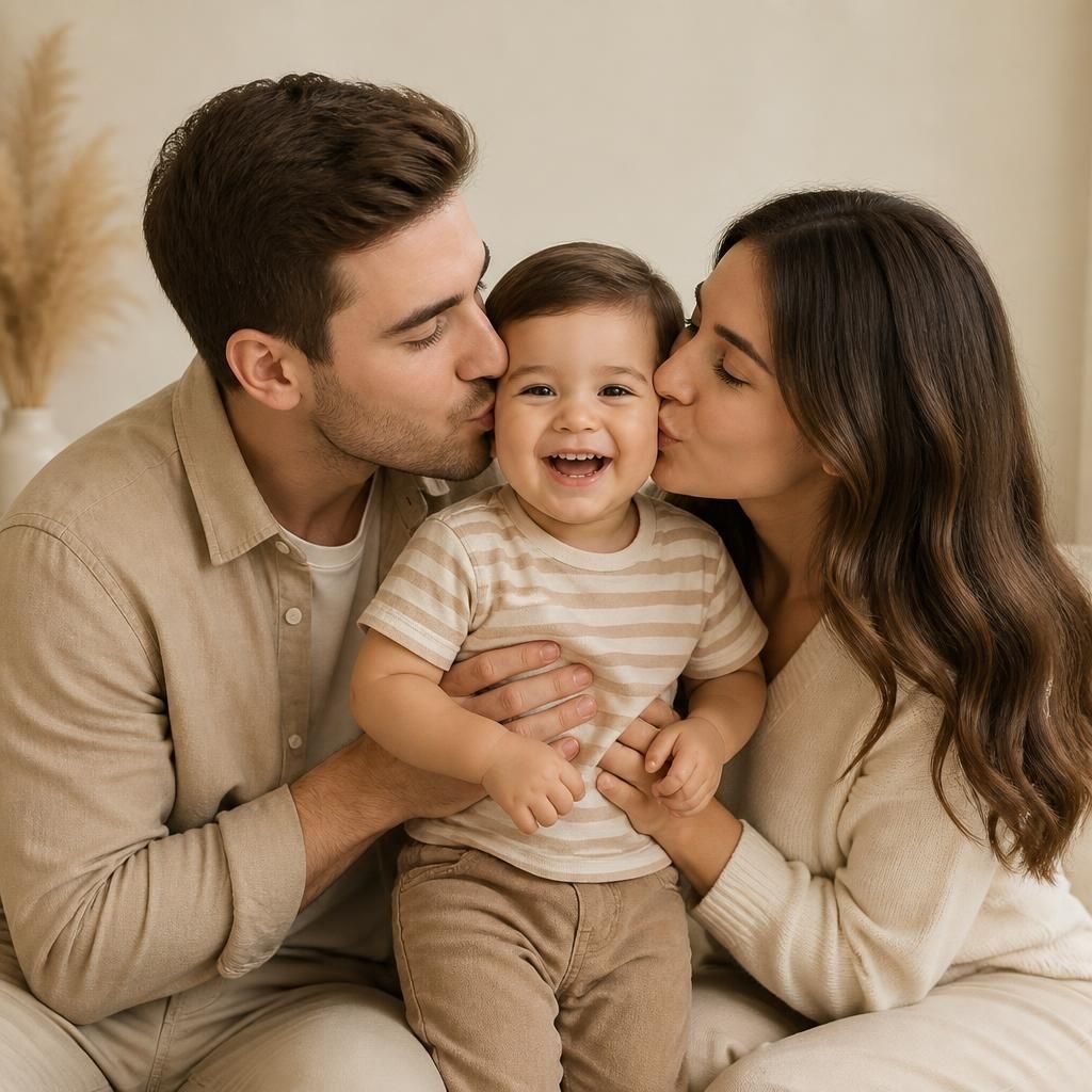 Cozy Family Kiss Portrait